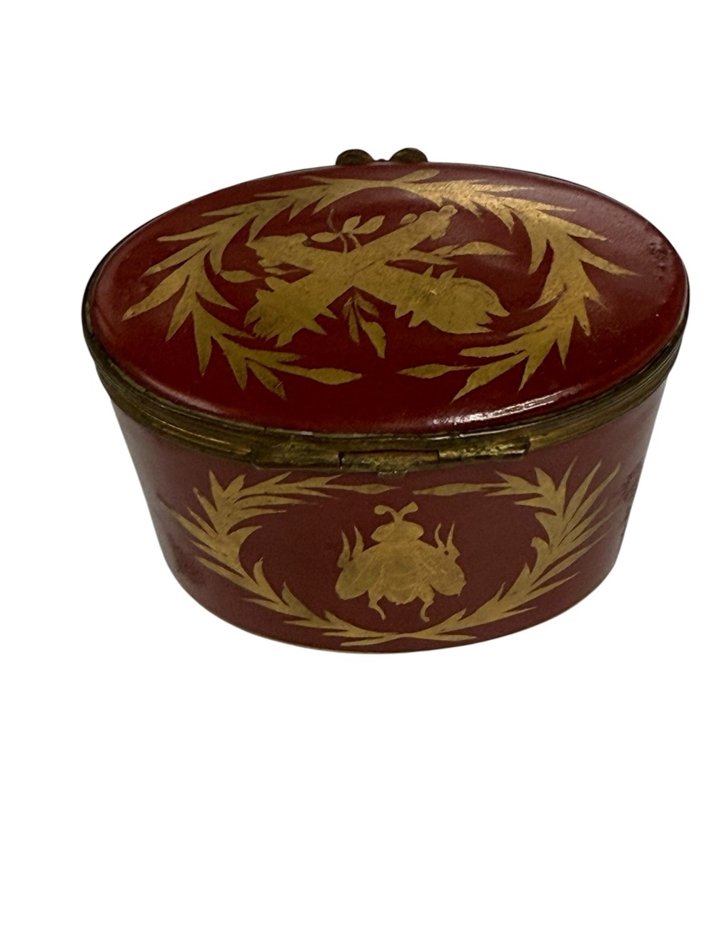 ANTIQUE FRENCH LIMOGES ROSLY & GILDED BRONZE jewelry trinket box